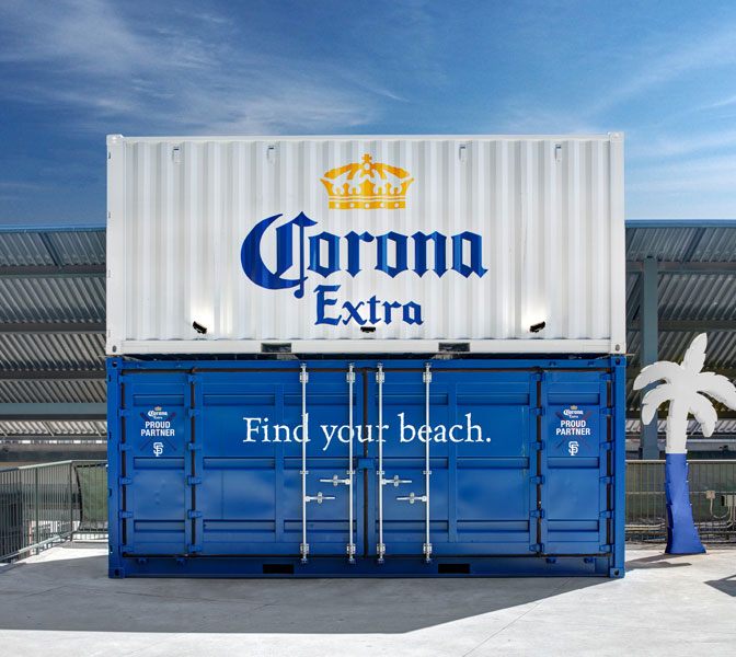 Corona Extra branded shipping container