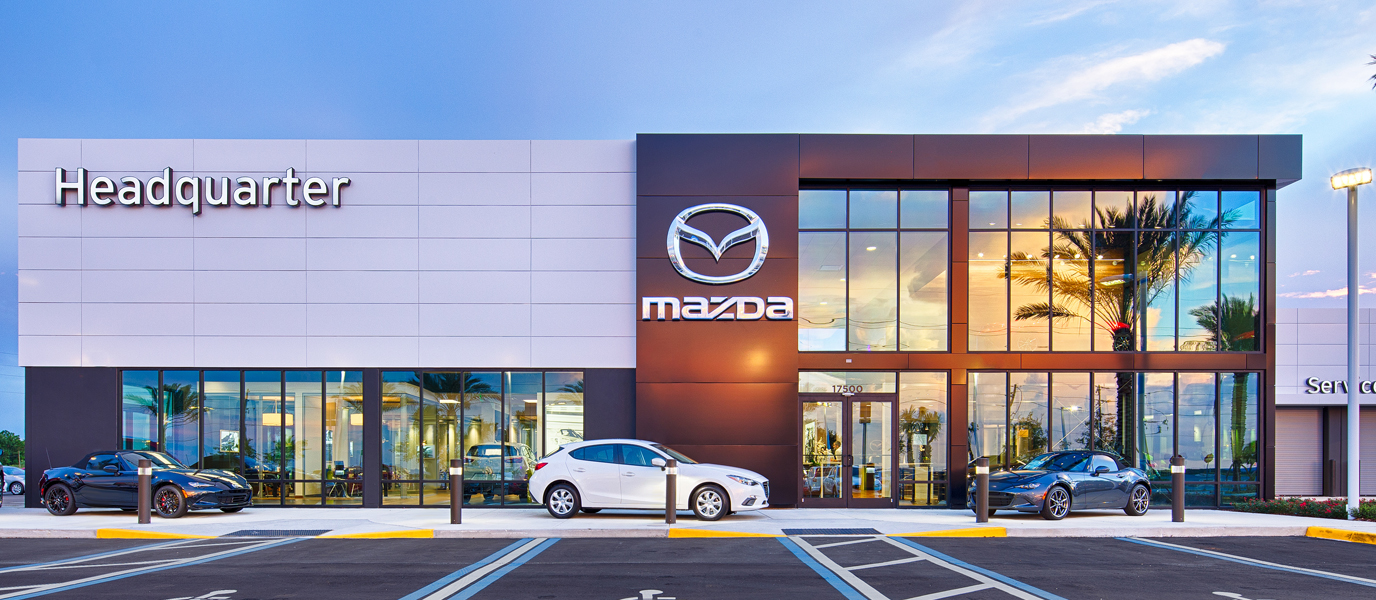 Front exterior of Mazda headquarters