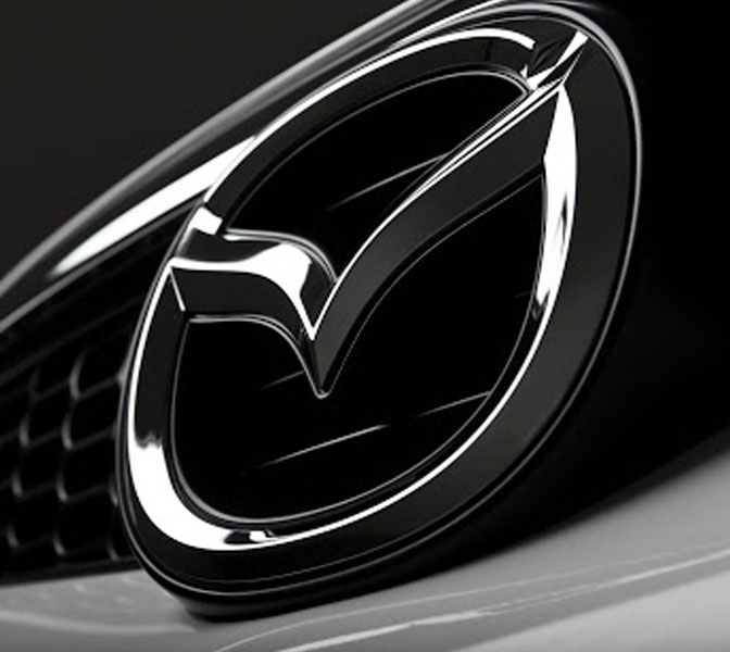 Mazda logo on front of car