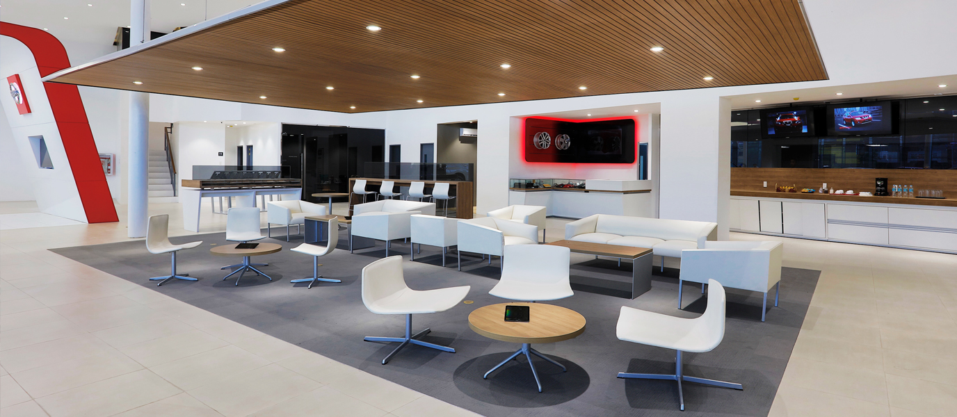 Nissan headquarters interior seating area