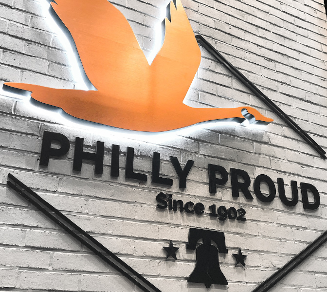 Goose sign with Philly Proud lettering