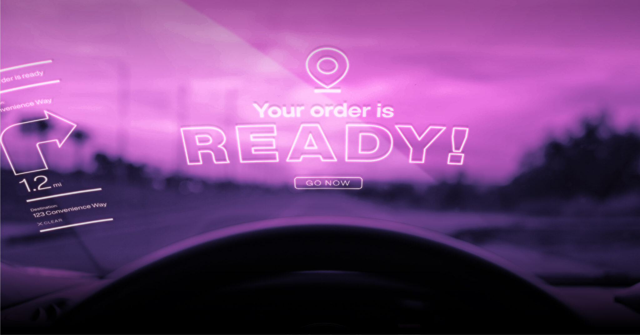 Screen with notification saying 'Your order is ready'