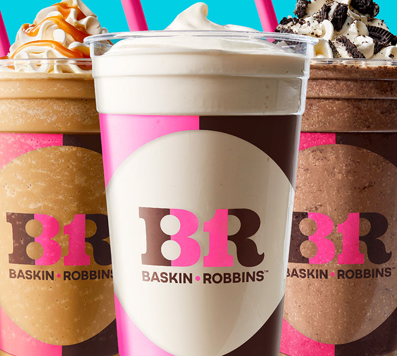 Three Baskin Robbins milkshakes