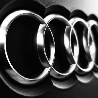 Audi logo on the front of a car
